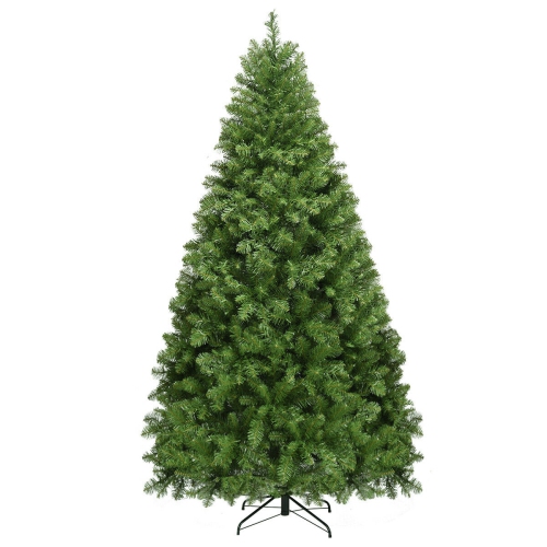 Gymax Pre-Lit 7' Artificial PVC Christmas Tree Hinged 700 LED Lights Metal Stand