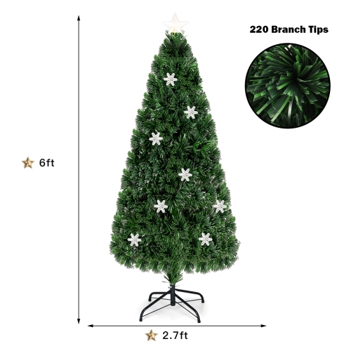 Gymax Fiber Optic 6' PVC Artificial Christmas Tree LED Lights Metal Stand