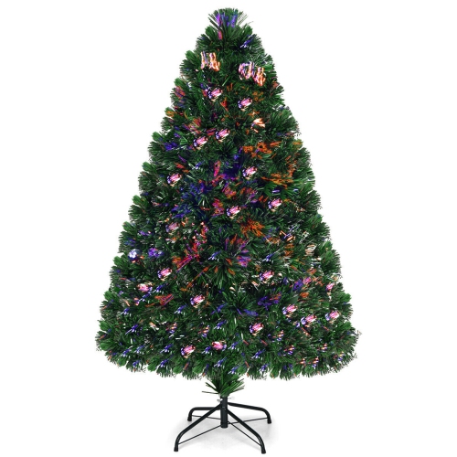 GYMAX  Fiber Optic 4'artificial Christmas Tree Pvc Material Metal Stand Holidy Decoration