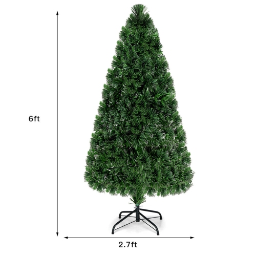 Gymax Fiber Optic 6'Artificia Christmas Tree PVC Material Metal Stand Holidy Decoration
