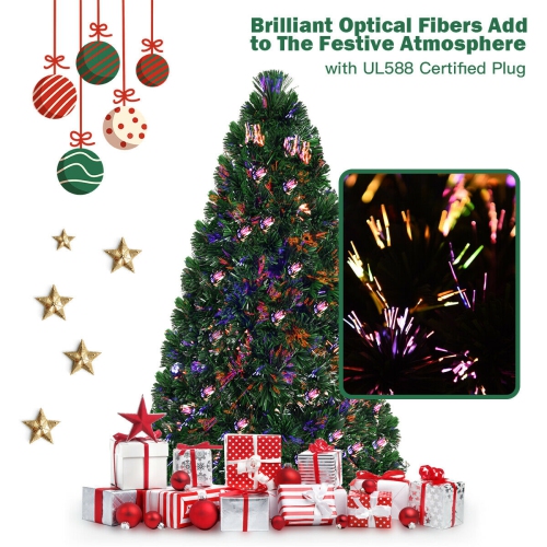 Gymax Fiber Optic 6'Artificia Christmas Tree PVC Material Metal Stand Holidy Decoration