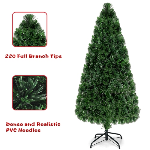 Gymax Fiber Optic 6'Artificia Christmas Tree PVC Material Metal Stand Holidy Decoration