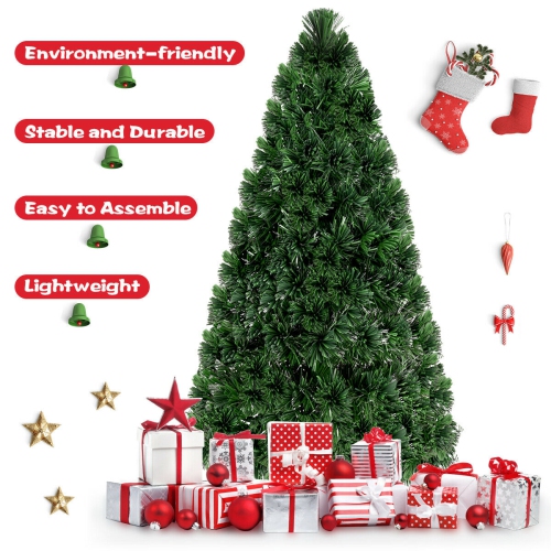Gymax Fiber Optic 6'Artificia Christmas Tree PVC Material Metal Stand Holidy Decoration