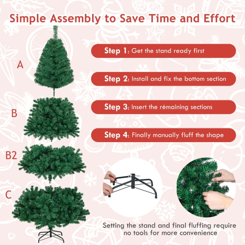 Gymax 8Ft Green Holiday Season Artificial PVC Christmas Tree Indoor Outdoor Stand