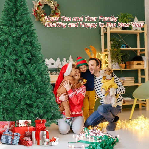 Gymax 8Ft Green Holiday Season Artificial PVC Christmas Tree Indoor Outdoor Stand