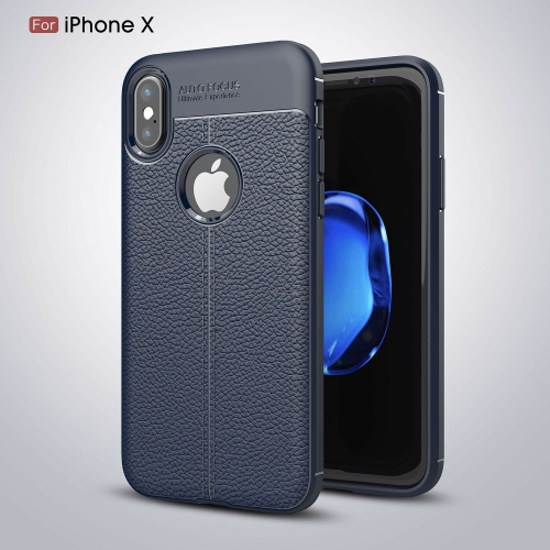 AutoFocus Soft Silicone Back Cover Shockproof Protective Cover Case For iPhone X / XS(Navy)