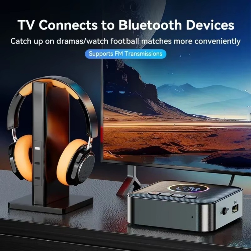 Bluetooth 5.4 Receiver Transmitter Wireless Audio Adapter with aptX Low Latency HiFi Stereo Sound FM Car Kit 3D Surround AUX RCA USB for TV PC Home