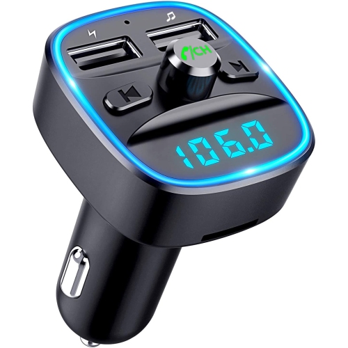 FM Transmitter for Car Bluetooth 5.0, Ambient Light Bluetooth Car