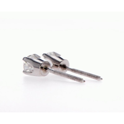 14K Gold Round Diamond Stud Earrings-14K White Gold