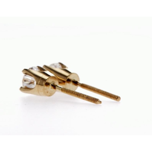 14K Gold Round Diamond Stud Earrings-14K Yellow Gold
