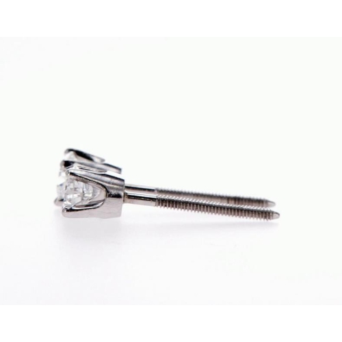 14K Gold Round Diamond Stud Earrings-14K White Gold