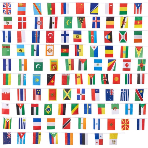 100 World International Countries Flags Banner Event Hanging