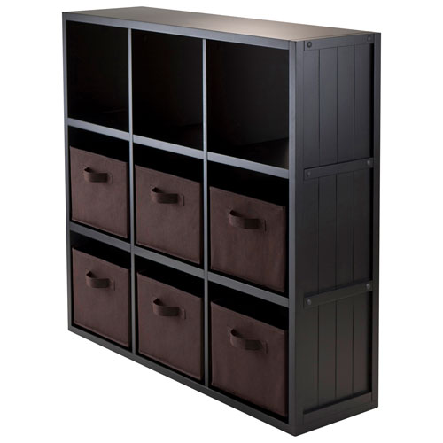 Timothy 9-Shelf 7-Piece Composite Wood Storage Shelf - Black/Chocolate
