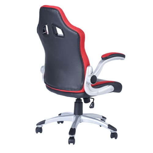 FURNITURE R Gaming Chair Racing Ergonomic Computer Chair High Back PU Leather Executive Swivel with Wide Seat Flip Up