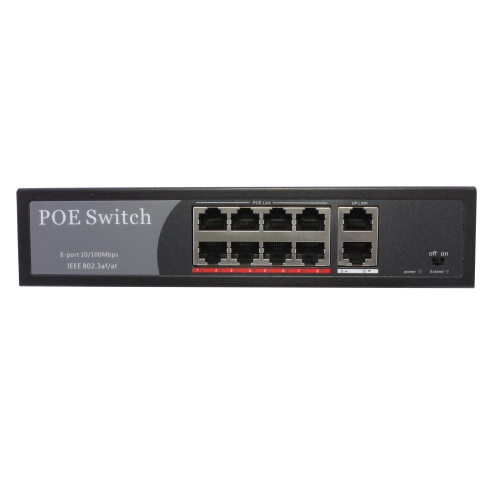 axGear PoE Network Switch 10/100m Power Injector 8 Port + 2 Port Power Over Ethernet