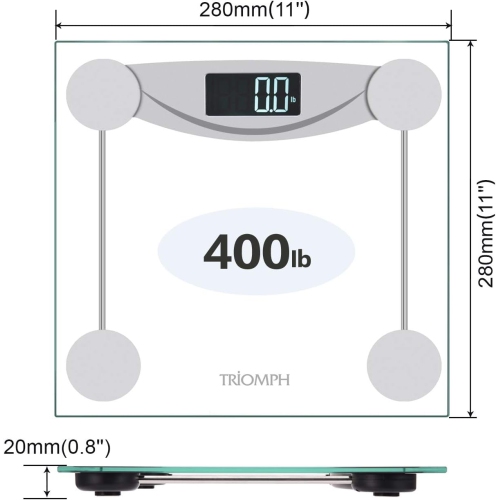 Smart Digital Body Weight Bathroom Scale with Step-On Technology, LCD Backlit Display, 400 lbs Capacity and Accurate Weight Measurements, Silver