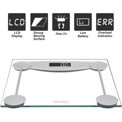 Smart Digital Body Weight Bathroom Scale with Step-On Technology, LCD Backlit Display, 400 lbs Capacity and Accurate Weight Measurements, Silver