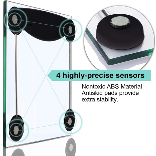 Smart Digital Body Weight Bathroom Scale with Step-On Technology, LCD Backlit Display, 400 lbs Capacity and Accurate Weight Measurements, Silver