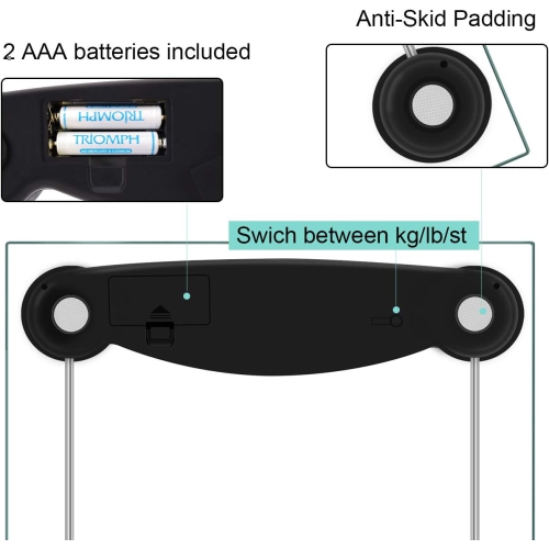Smart Digital Body Weight Bathroom Scale with Step-On Technology, LCD Backlit Display, 400 lbs Capacity and Accurate Weight Measurements, Silver