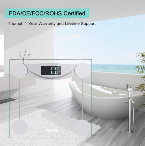 Smart Digital Body Weight Bathroom Scale with Step-On Technology, LCD Backlit Display, 400 lbs Capacity and Accurate Weight Measurements, Silver