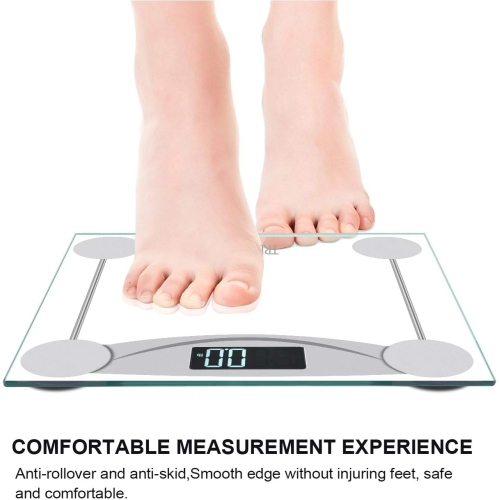 Smart Digital Body Weight Bathroom Scale with Step-On Technology, LCD Backlit Display, 400 lbs Capacity and Accurate Weight Measurements, Silver