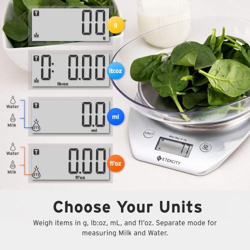 Digital Kitchen Scale, Stainless Steel Platform Baking Scale with Removable Bowl, Large LCD Screen & Tare Button