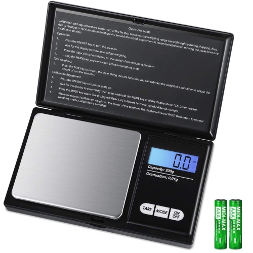 Digital Pocket Scale, Electronic Smart Scale with 7 Units, LCD Backlit Display, Tare Function, Stainless Steel
