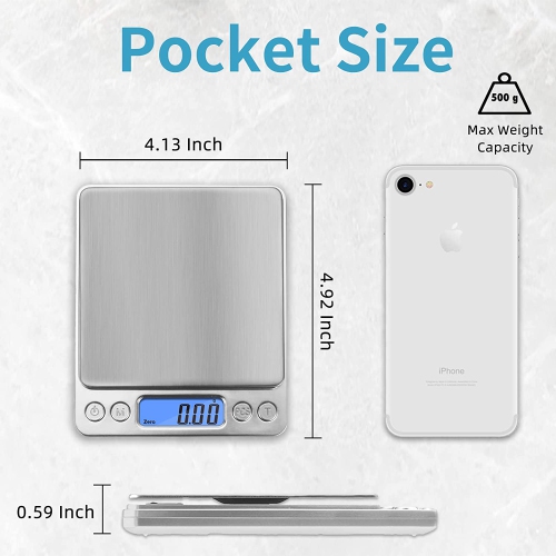 Digital Mini Pocket Size Kitchen Series Scale 500g Multi-Functional High Precision for Cooking Baking Jewelry Weighing Coffee Beans Postal