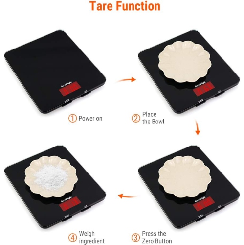Accuweight 201B Digital Kitchen Scale Multifunction Meat Food Scale Tempered Glass Surface with LCD Display for Baking Kitchen Cooking Max Weight