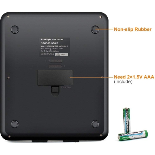 Accuweight 201B Digital Kitchen Scale Multifunction Meat Food Scale Tempered Glass Surface with LCD Display for Baking Kitchen Cooking Max Weight