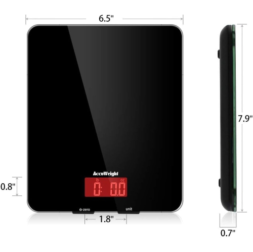 Accuweight 201B Digital Kitchen Scale Multifunction Meat Food Scale Tempered Glass Surface with LCD Display for Baking Kitchen Cooking Max Weight