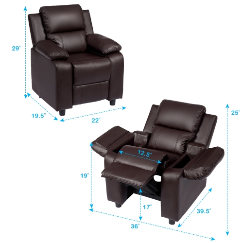 PU Leather Kids Recliner with Armrest & Headrest Lounge 3 Color