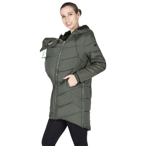 Modern Eternity Harper Quilted Polyester Maternity Puffer Coat - X-Small - Khaki Green