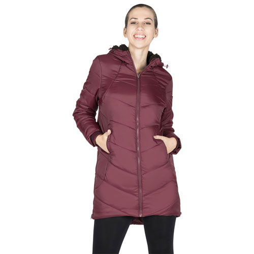 Manteau de maternité matelassé/bouffant en polyester Harper de Modern Eternity - Petit - Bourgogne