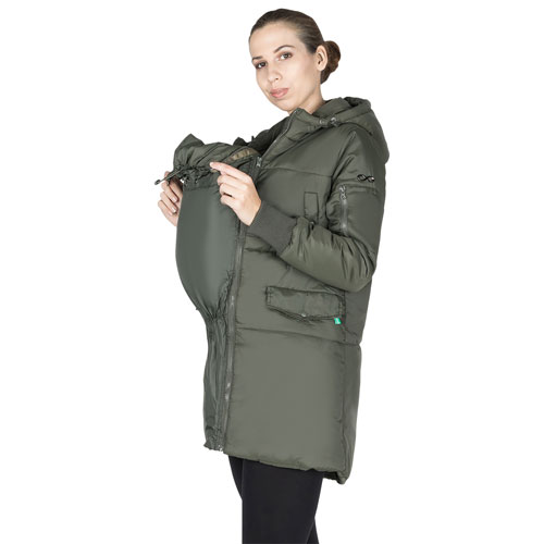 Manteau de maternité bouffant en polyester Faith de Modern Eternity - Très petit - Vert kaki