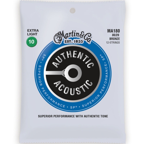 Martin Authentic SP – cordes de guitare acoustique 12 cordes, 80/20, extra légère