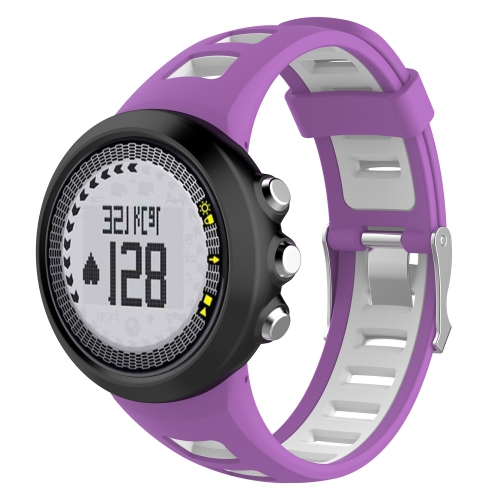 StrapsCo Bracelet de Montre en Caoutchouc de Silicone Compatible avec Suunto Quest & M Series - Violet et Blanc