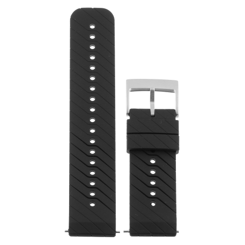 STRAPSCO  Silicone Rubber Watch Band Strap Compatible With Suunto Spartan Sport Wrist Hr Baro - (Silver Buckle) In Black