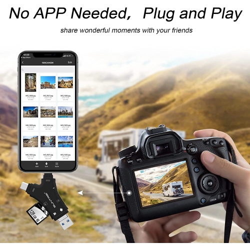 SD Card Reader for iPhone/Android/Mac/Computer/Camera,4 in1 Micro SD Card Reader Trail Camera Viewer, Portable Memory Card Reader SD Card Adapter