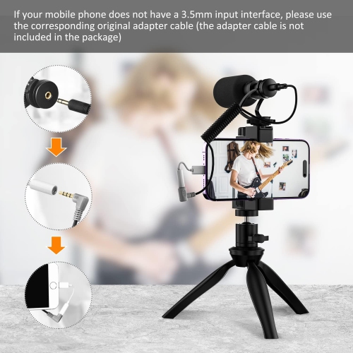 Ensemble vidéo pour téléphone intelligent Mini trépied Filmmaker avec support vidéo pour micro Canon iPhone X Samsung, Huawei, etc