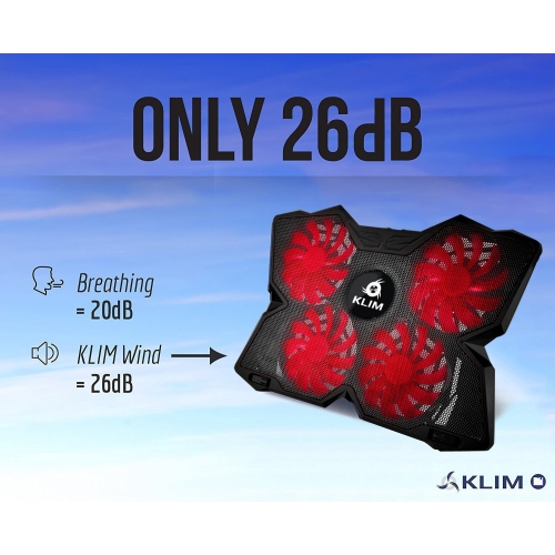 WIND - Laptop Cooling Pad - 11"- 19" , PS4 - [ 4 Fans ] - Light, Quiet Rapid Cooling Action - Ergonomic Ventilated Support