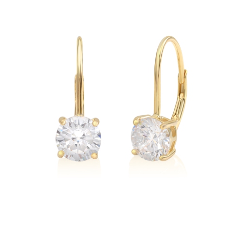 UnicornJ Sterling Silver & Yellow Gold Plated with Simulated Diamonds Leverback Earrings