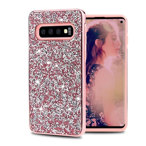 Coque hybride double couche brillante Iphone S10e, rose