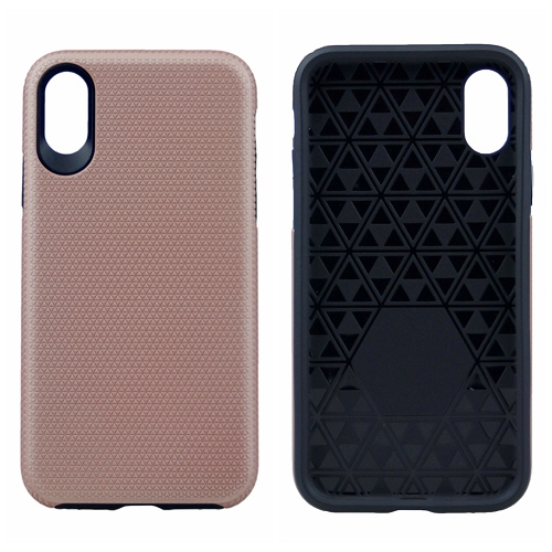 Iphone XS Max Triangle Designed Dual Layer Hybrid Case, Rose Gold