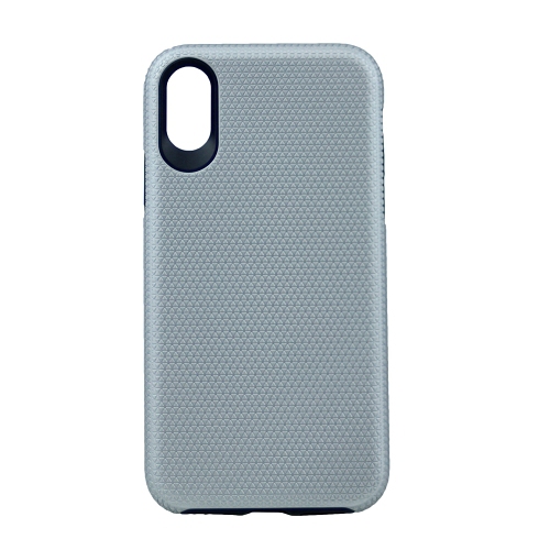 Iphone XS Max Triangle Designed Dual Layer Hybrid Case, Silver