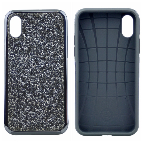 Iphone XS Max Shinny Dual Layer Hybrid Case, Black