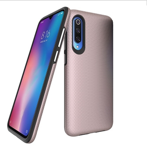 Galaxy A50 Triangle Designed Dual Layer Hybrid Case, Rose Gold