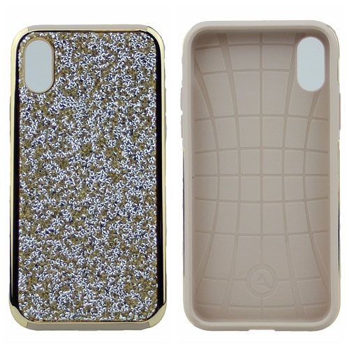 Iphone XS Max Shinny Dual Layer Hybrid Case, Gold