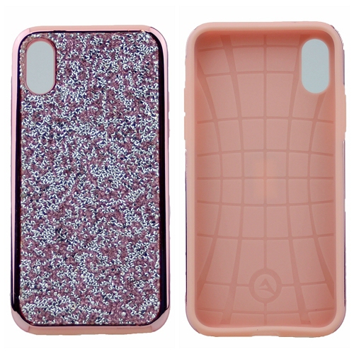 Iphone XS Max Shinny Dual Layer Hybrid Case, Pink