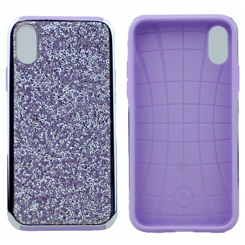 Iphone XS Max Shinny Dual Layer Hybrid Case, Purple